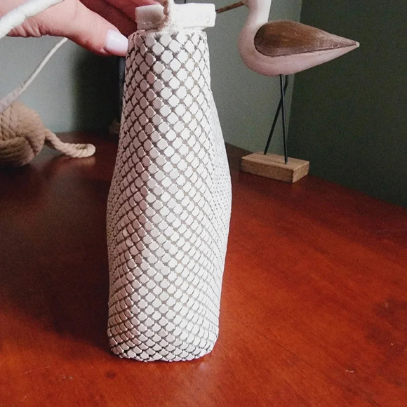 Vintage Whiting and Davis Ivory Enamel Metal Mesh & Leather Shoulder Bag - Picture 5 of 13